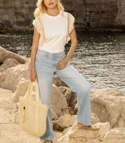 DAMES Deeluxe PRISTY - Denimjeans met wijde pijpen en ritssluiting