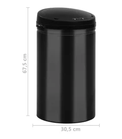vidaXL Prullenbak met automatische sensor 40 L koolstofstaal zwart
