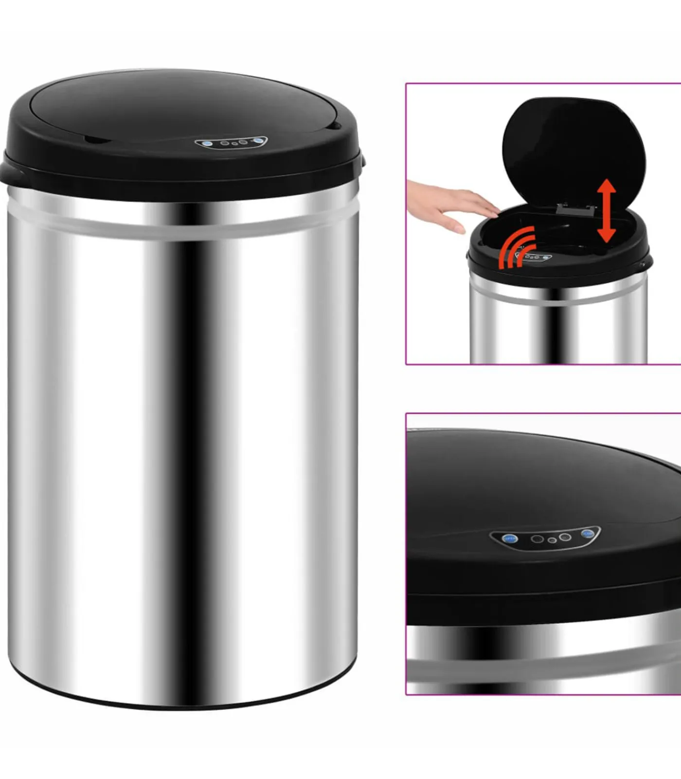 Sale Prullenbak met automatische sensor 30 L roestvrij staal Manden En Bakken