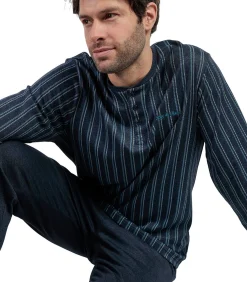 Heren ADMAS Pyjama broek polo shirt lange mouwen Italic