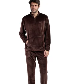 Pyjama broek sweatshirt hoge kraag rits Corduroy Heren Pyjama's