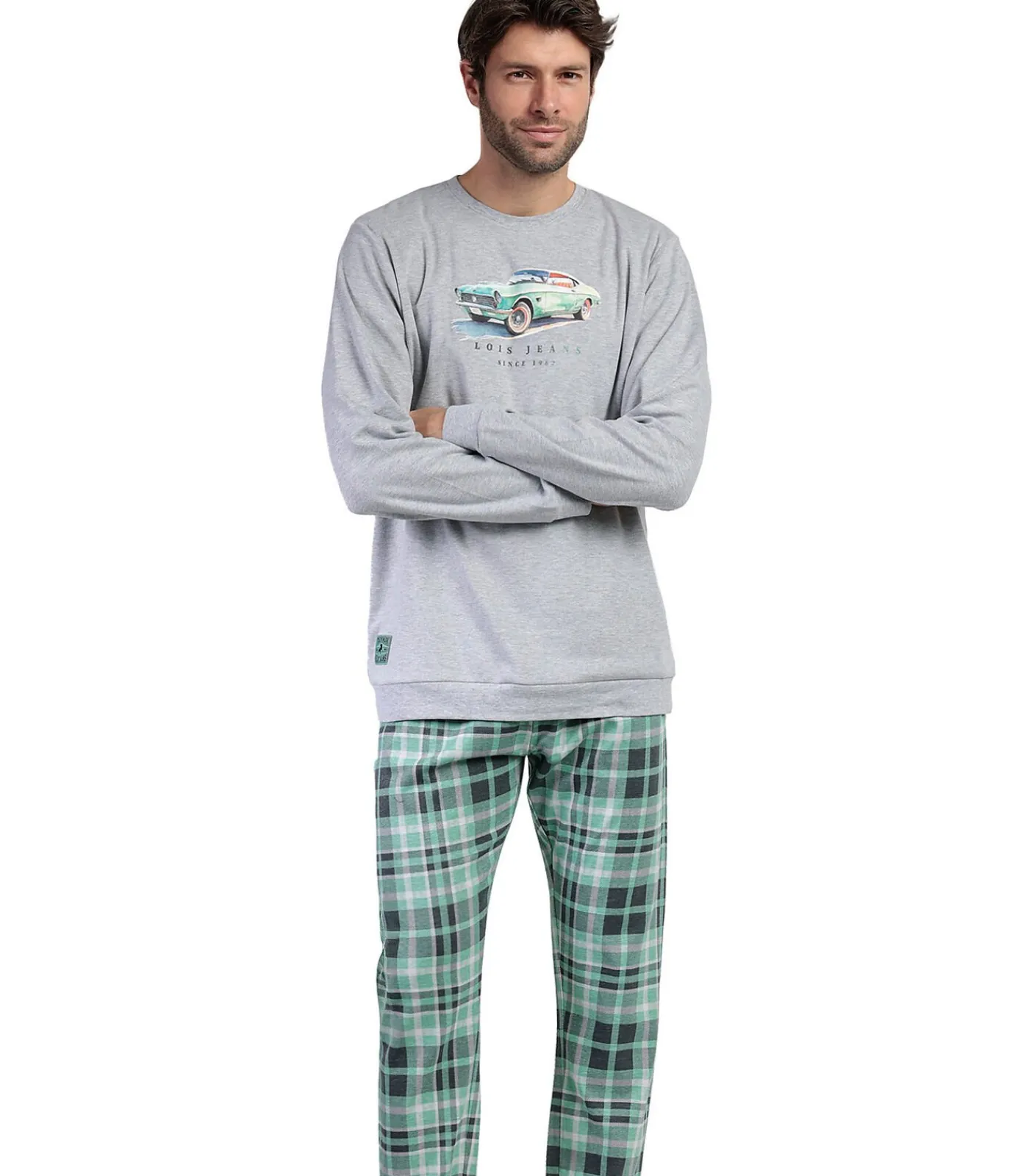 Heren ADMAS Pyjama broek top lange mouwen Vintage Car Lois