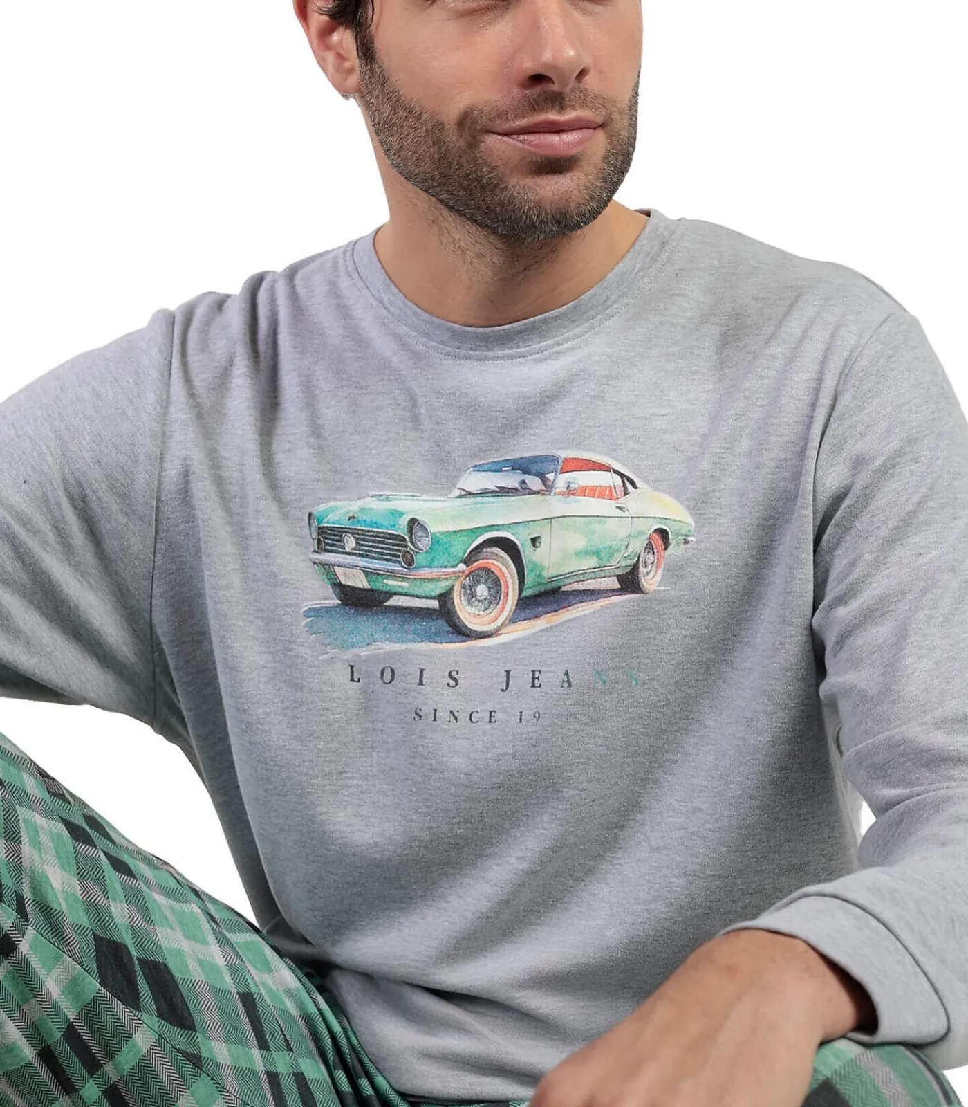 Heren ADMAS Pyjama broek top lange mouwen Vintage Car Lois