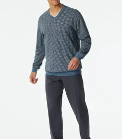 Hot Pyjama heren lange mouw 100% katoen - Comfort - 181162 - Met boordjes Heren Pyjama's