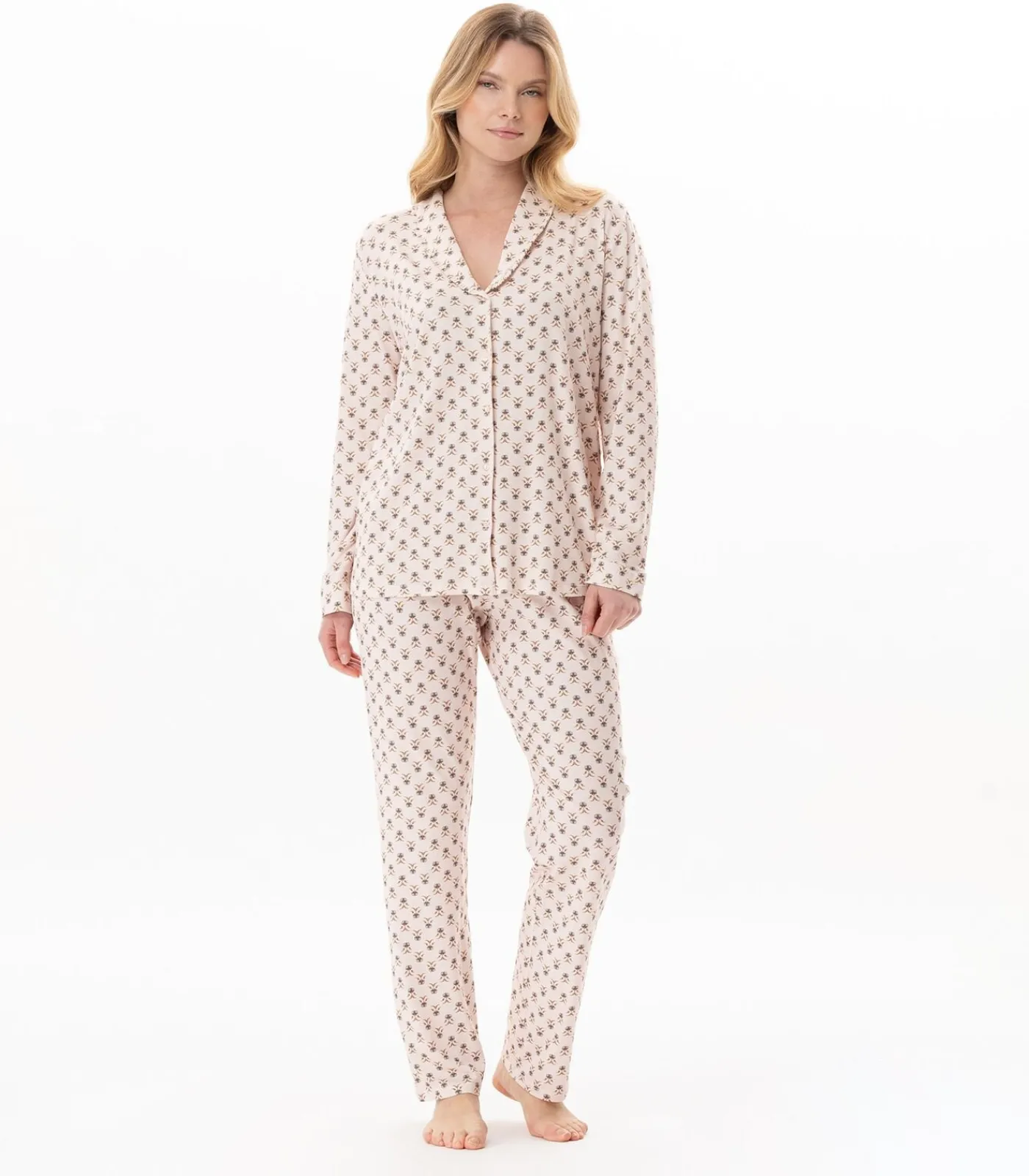Outlet Pyjama met knopen van modal katoen TEA TIME 106 DAMES Nachtmode