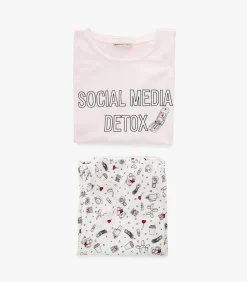 Pyjama Set Korte Mouwen Katoen Bedrukt DAMES Loungewear