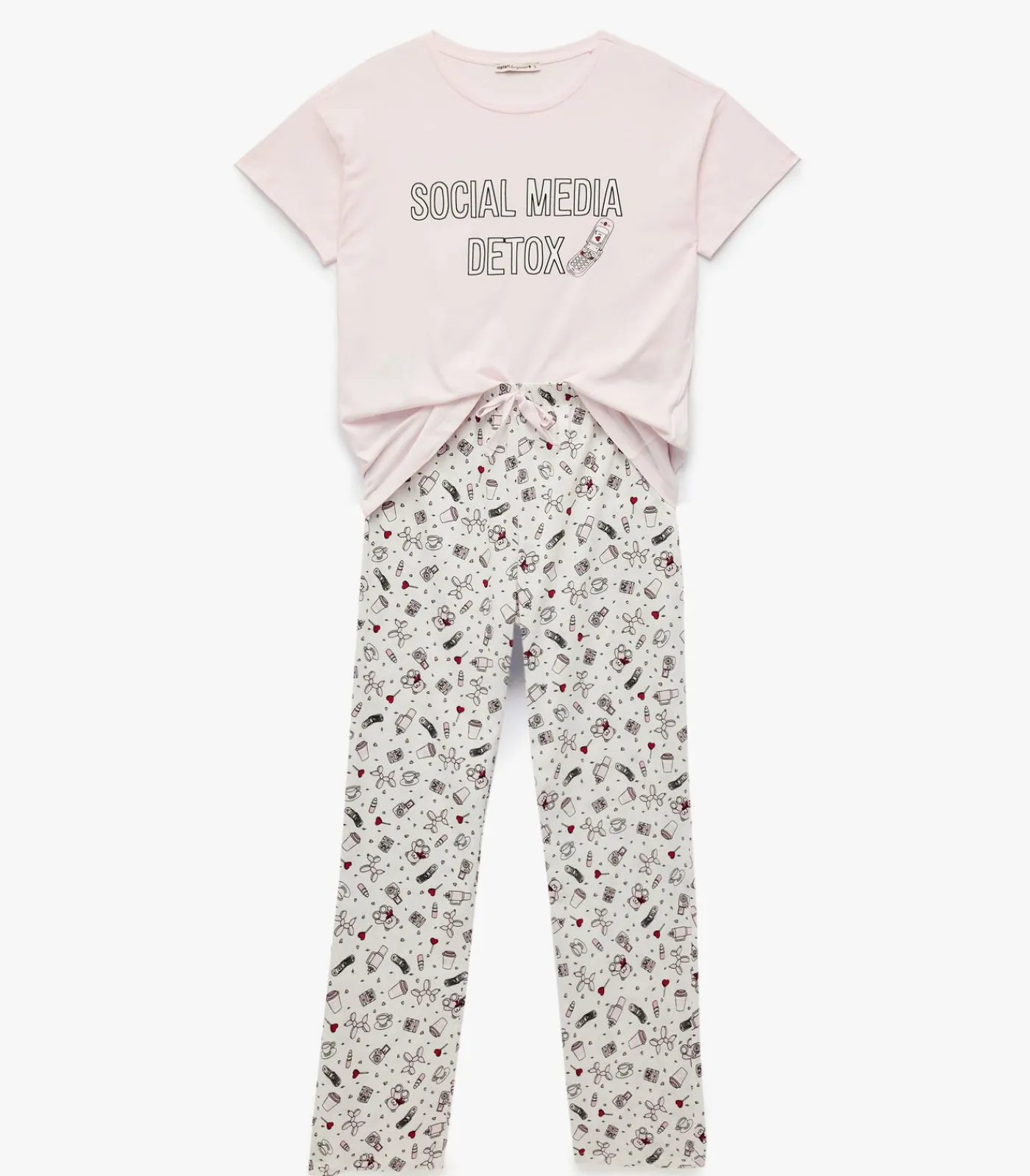 Pyjama Set Korte Mouwen Katoen Bedrukt DAMES Loungewear