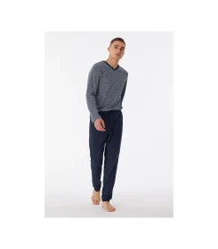 Outlet Pyjama Streep Blauw Heren Pyjama's