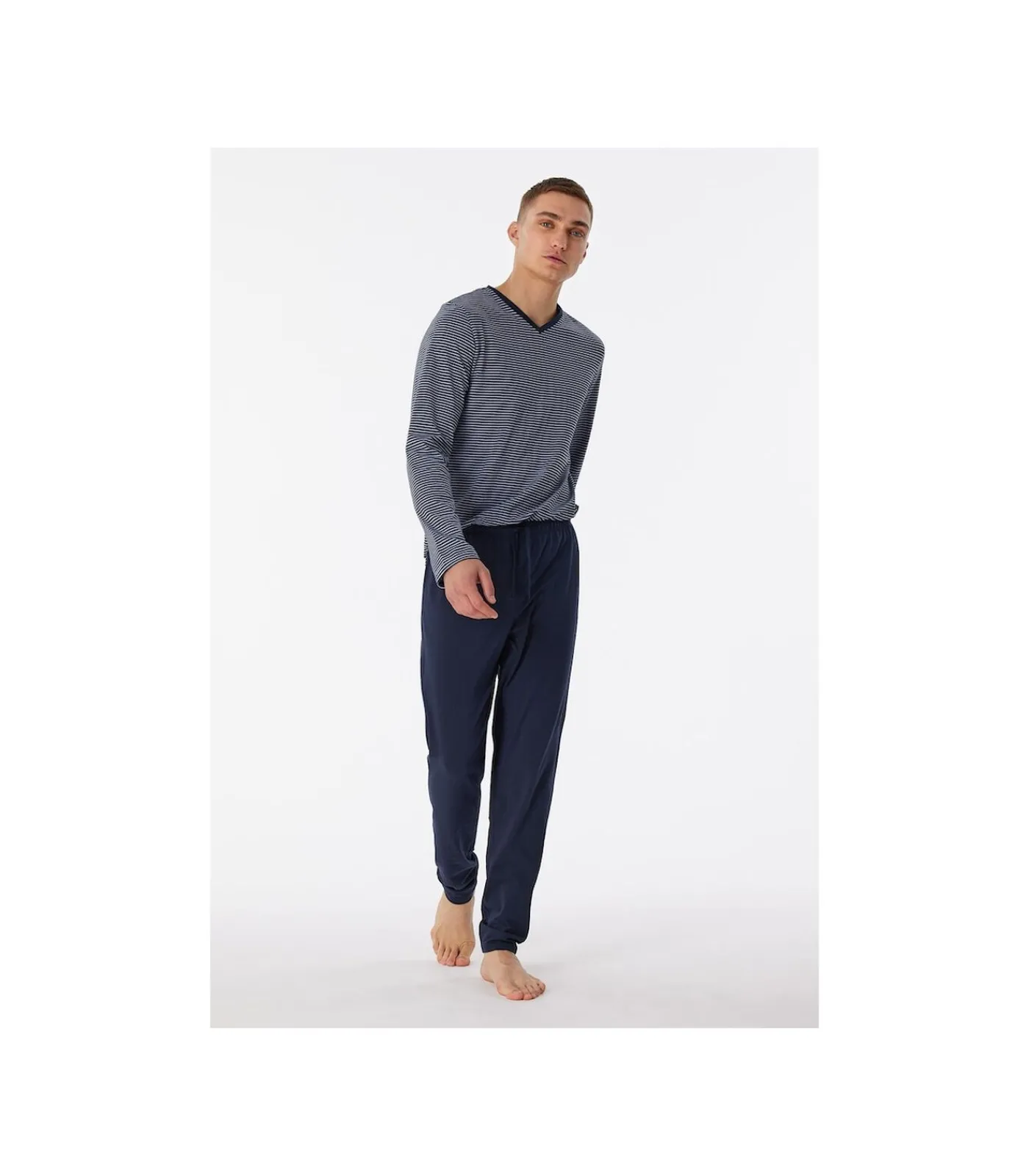 Outlet Pyjama Streep Blauw Heren Pyjama's