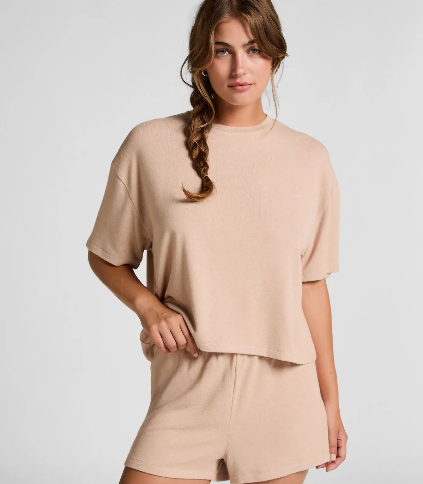 Online Pyjamashort van geborstelde jersey DAMES Nachtmode