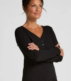 Clearance Pyjamatop met lange mouwen Henley DAMES Nachtmode