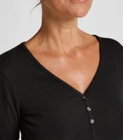 Clearance Pyjamatop met lange mouwen Henley DAMES Nachtmode