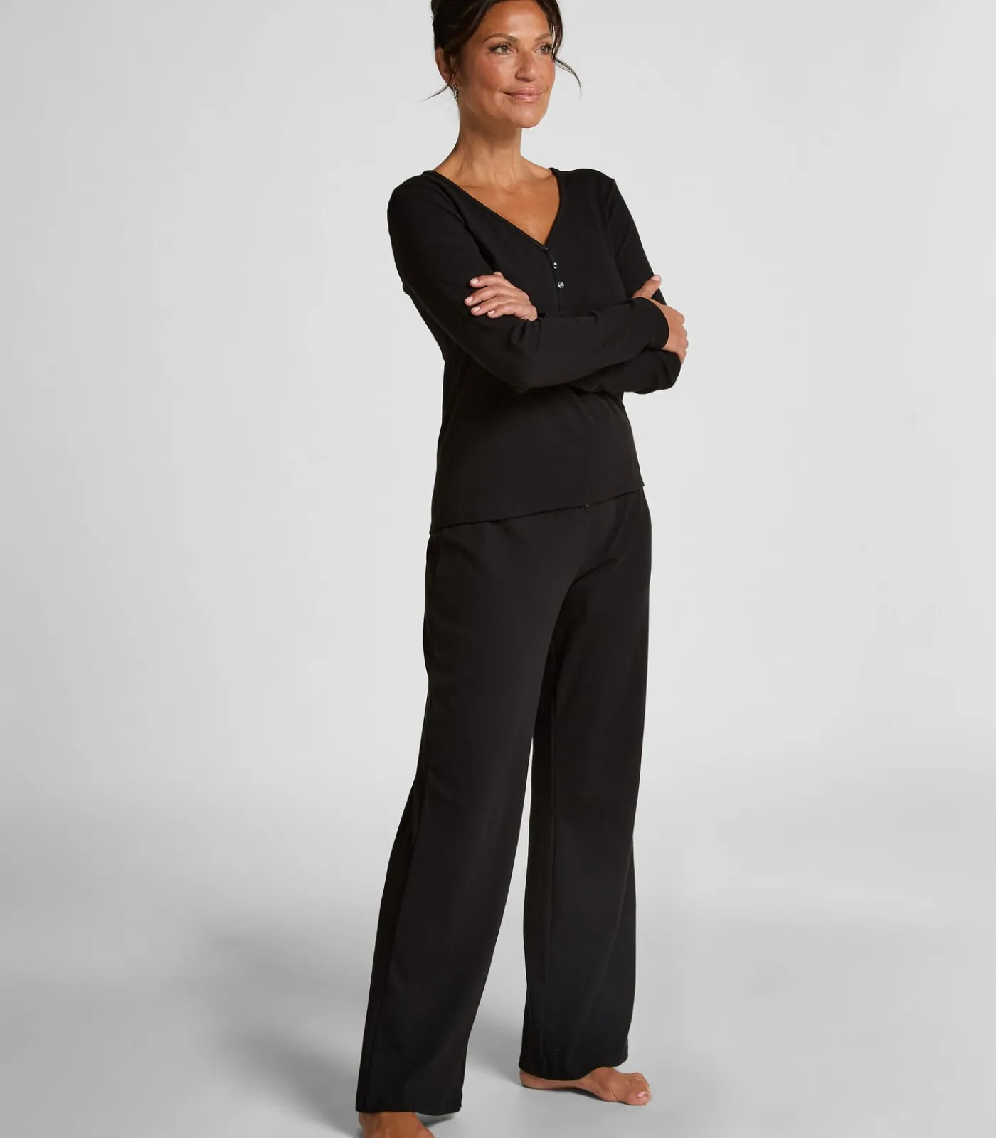 Clearance Pyjamatop met lange mouwen Henley DAMES Nachtmode