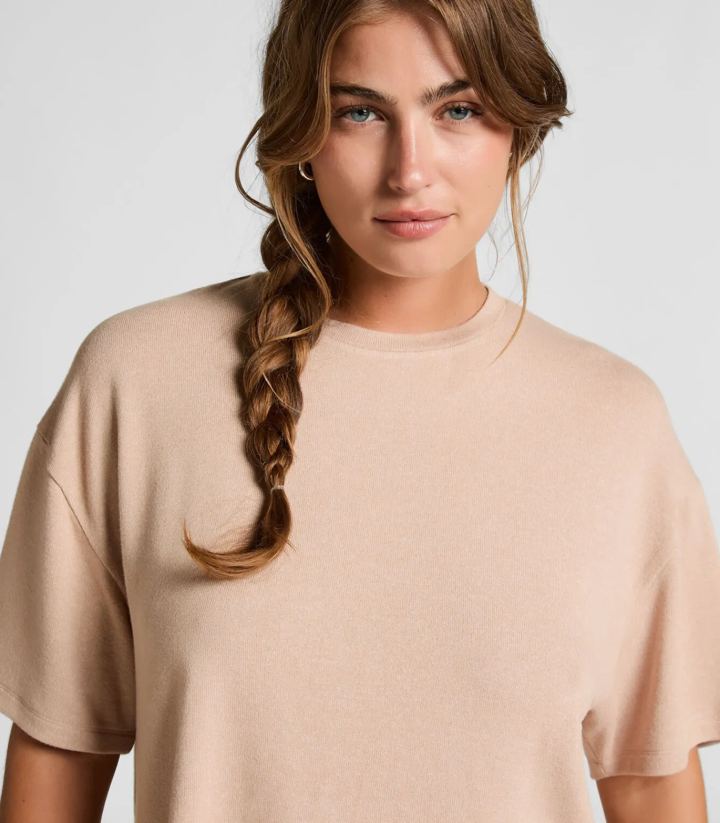 Online Pyjamatop van geborstelde jersey DAMES Nachtmode