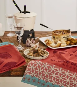 Coucke Raclette et fondue - Set van 2 theedoeken van puur katoenen jacquard 50x75cm