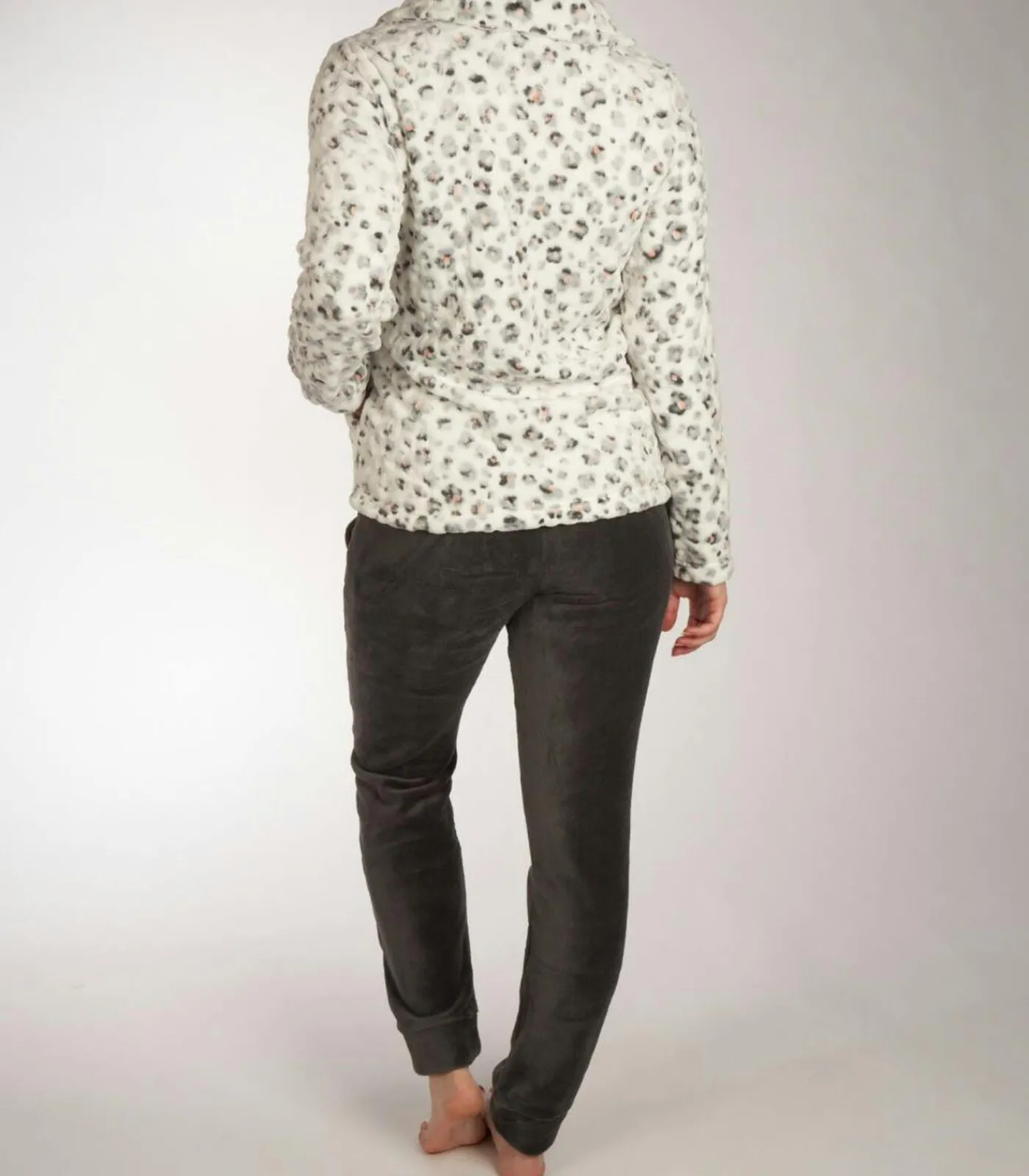 DAMES Pastunette Rebelle fleece huispak - Deluxe - Panter - Warm 2-delig huispak