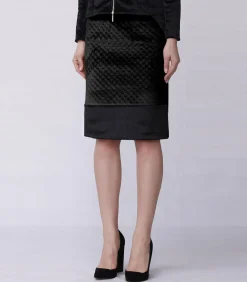 Hot Rechte rok van structuurfluweel en imitatiepaardenhaar DAMES Rokken