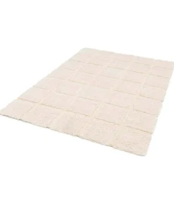 Oviala Rechthoekig hoogpolig vloerkleed in ecru shaggy-stijl 120 x 170 cm