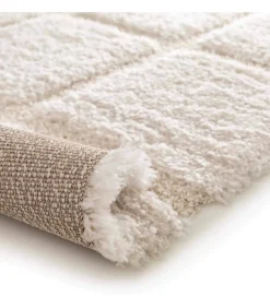 New Rechthoekig hoogpolig vloerkleed in ecru shaggy-stijl 160 x 230 cm Tapijten