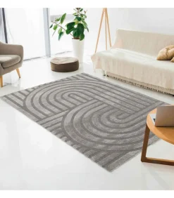 Hot Rechthoekig laagpolig vloerkleed eigentijds patroon grijs 120 x 170 cm Tapijten