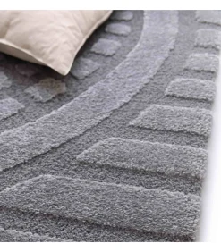 Hot Rechthoekig laagpolig vloerkleed eigentijds patroon grijs 120 x 170 cm Tapijten