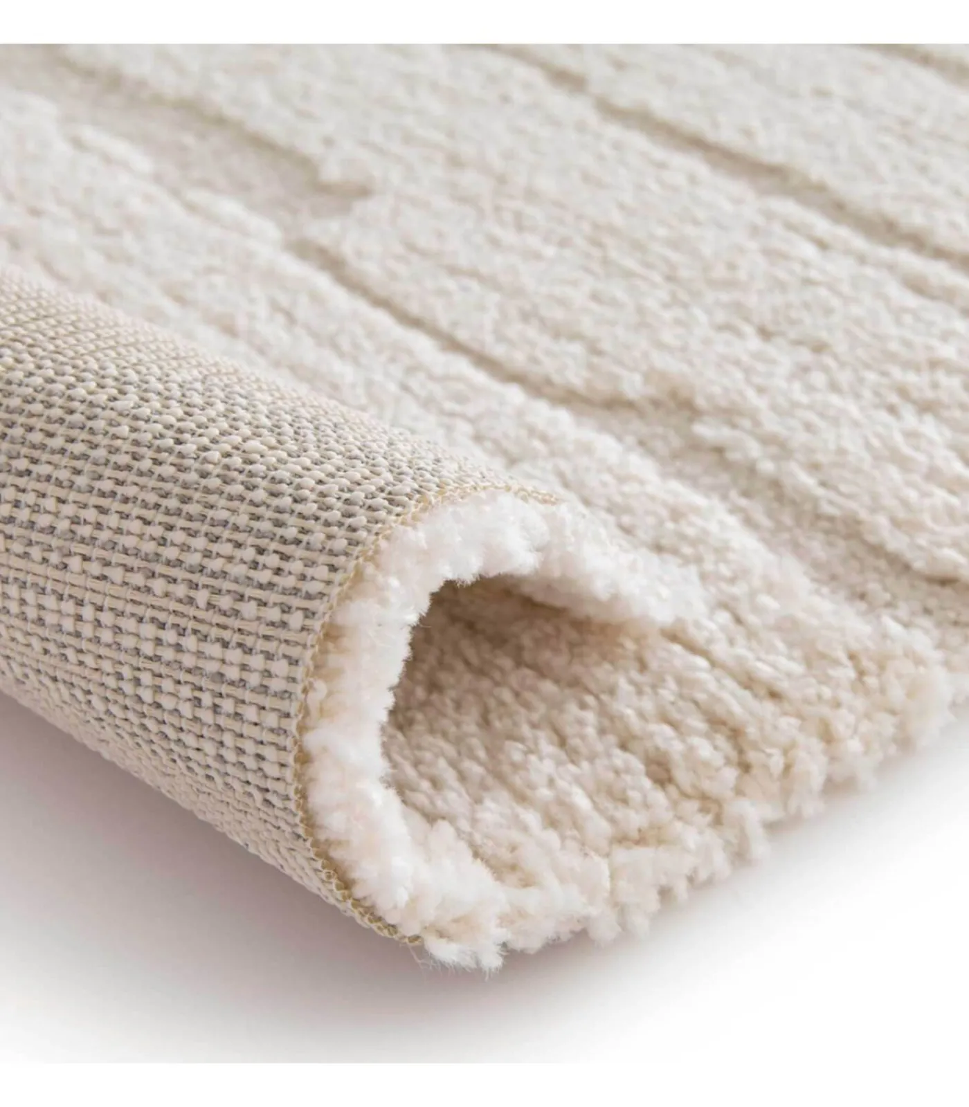 Best Rechthoekig laagpolig vloerkleed in effen ecru patroon 120 x 170 cm Tapijten