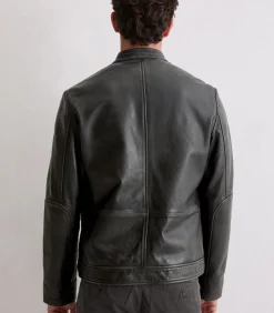 Heren Marc O'Polo Regular leren jack in bikerstijl