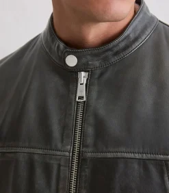 Heren Marc O'Polo Regular leren jack in bikerstijl