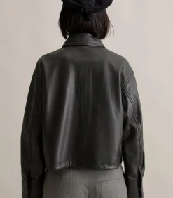 Sale Regular leren jack in schuurstijl DAMES Jassen