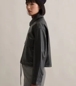 Sale Regular leren jack in schuurstijl DAMES Jassen