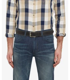 Heren Wrangler Riem leather stitched