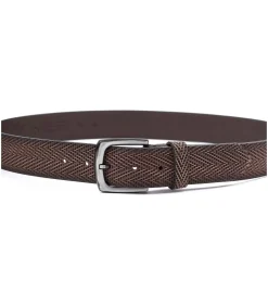 New Riem Structuur Leer Bruin Heren Riemen