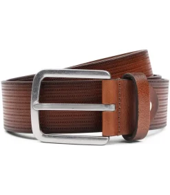 Online Riem Structuur Leer Bruin Heren Riemen