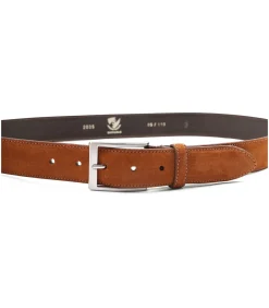Heren Suitable Riem Suède Leer Cognac