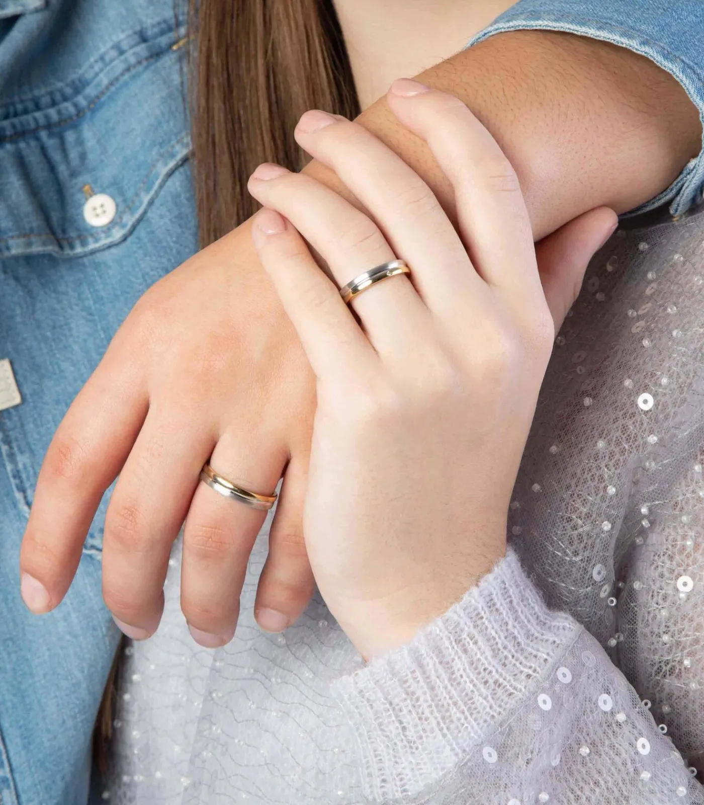 Heren Lucardi Ring 'Pamplona' Zilver - zilverkleurig-goudkleurig