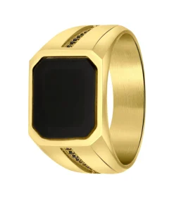 Heren Lucardi Ring Staal - goudkleurig