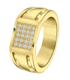 Heren Lucardi Ring Staal - goudkleurig