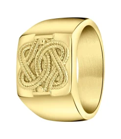 Heren Lucardi Ring Staal - goudkleurig