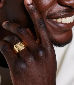 Heren Lucardi Ring Staal - goudkleurig