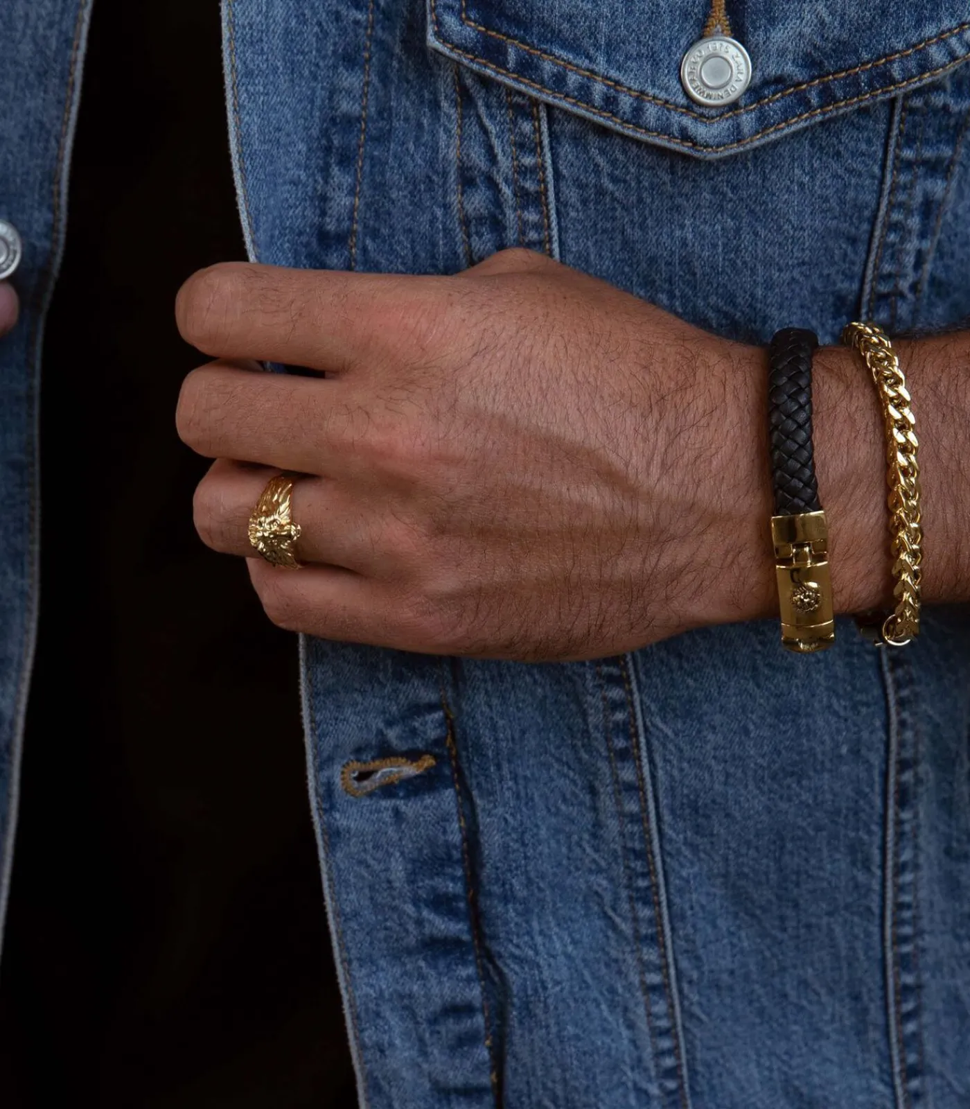 Heren Lucardi Ring Staal - goudkleurig