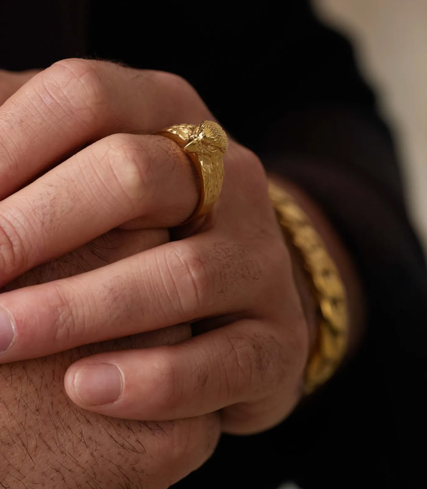 Heren Lucardi Ring Staal - goudkleurig