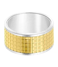 Heren Lucardi Ring Staal - goudkleurig-zilverkleurig