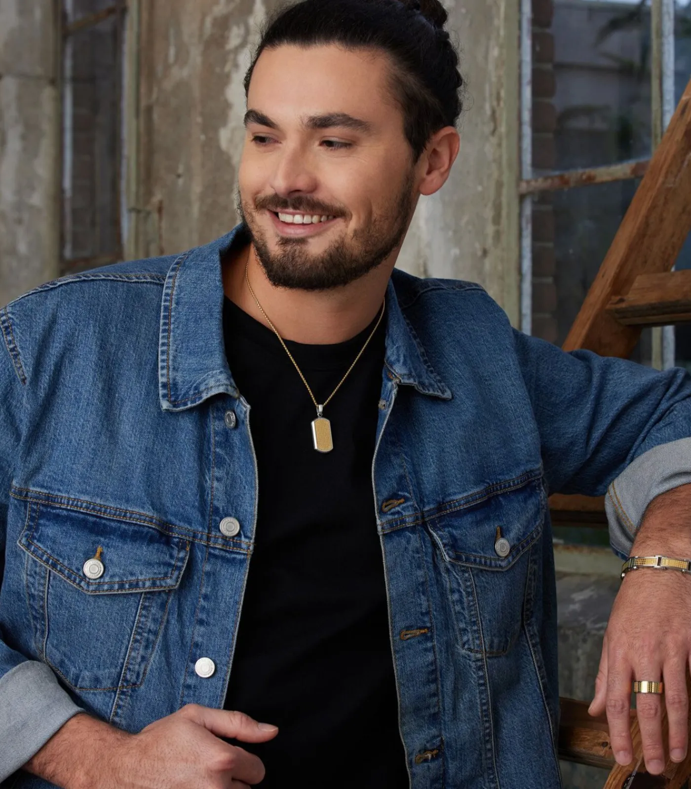 Heren Lucardi Ring Staal - goudkleurig-zilverkleurig