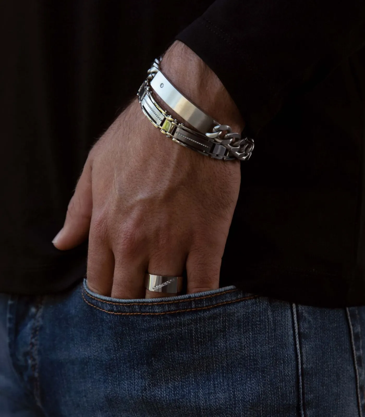 Outlet Ring Staal - zilverkleurig Heren Ringen