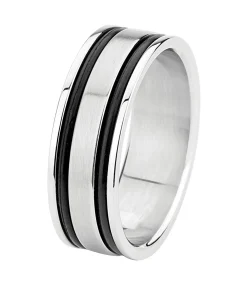 Heren Lucardi Ring Staal - zilverkleurig