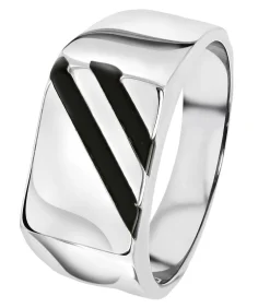 Heren Lucardi Ring Staal - zilverkleurig