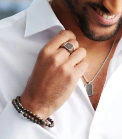 Heren Lucardi Ring Staal - zilverkleurig