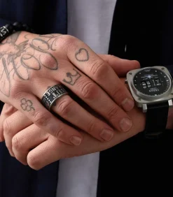 Heren Lucardi Ring Staal - zwart