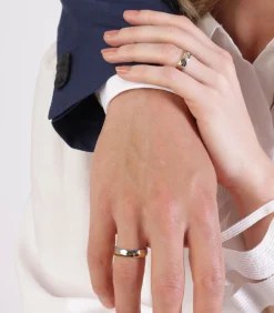 Heren Lucardi Ring 'Valletta' Staal - zilverkleurig-goudkleurig