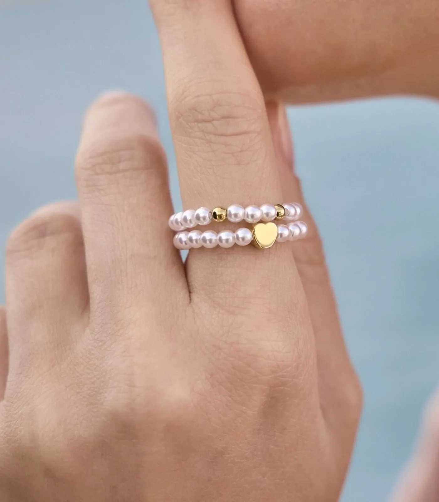 DAMES Amor Ring voor dames, roestvrij staal, glaskraal | hartje